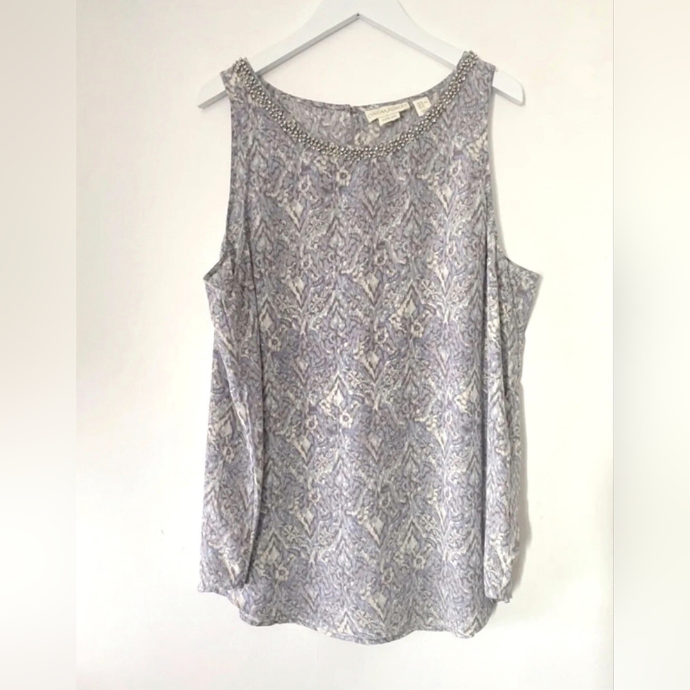 Cynthia Rowley Black and Gray Patterned Tank Top